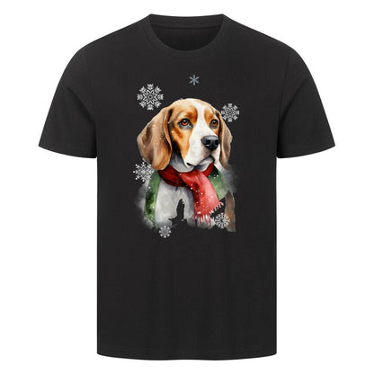 Premium T-Shirt "Beagle WINTER" Schwarz – hunde-shirt.de