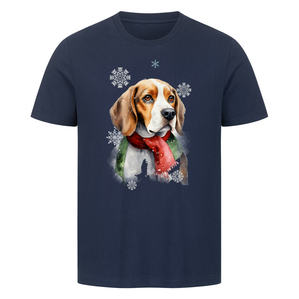 Premium T-Shirt "Beagle WINTER" French Navy – hunde-shirt.de