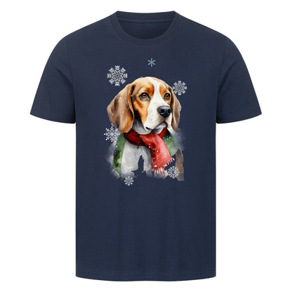 Premium T-Shirt "Beagle WINTER" French Navy – hunde-shirt.de