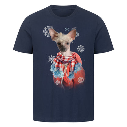 Premium T-Shirt "Chinese Crested Dog Winter" French Navy – hunde-shirt.de