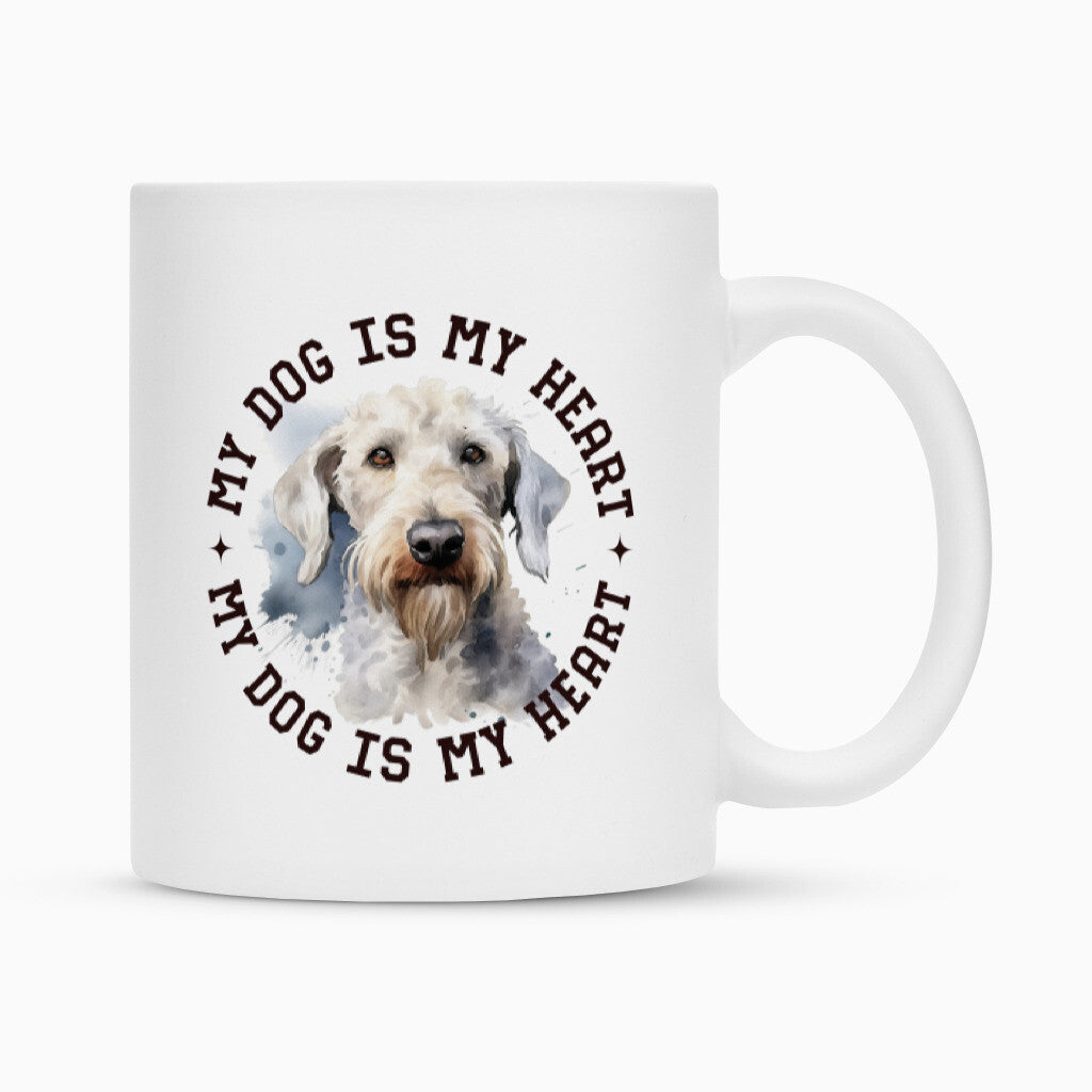 Tasse "Bedlington Terrier HEART" Weiß – hunde-shirt.de