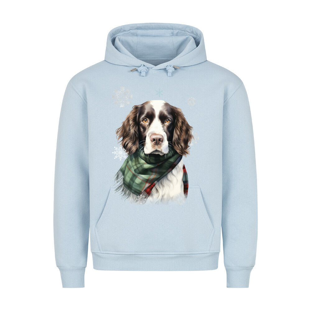 Premium Hoodie "Springer Spaniel Winter" Babyblau – hunde-shirt.de