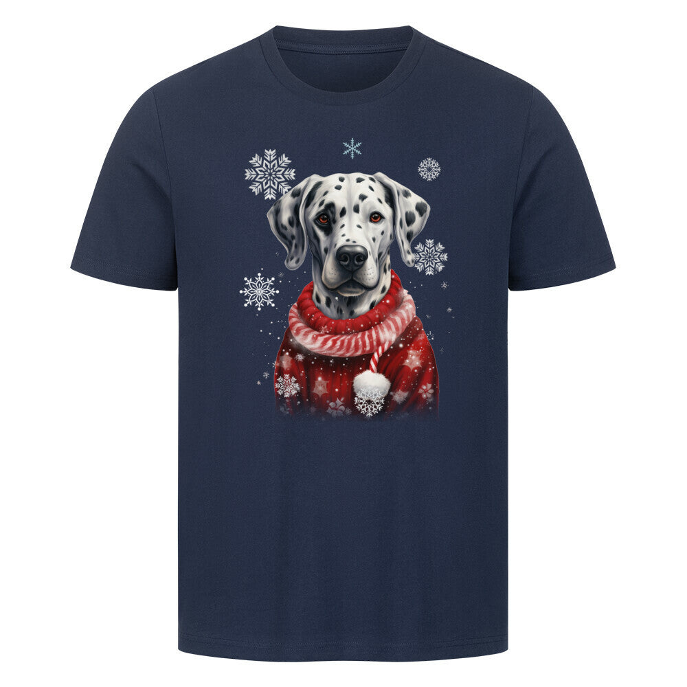 Premium T-Shirt "Dalmatiner Winter" French Navy – hunde-shirt.de