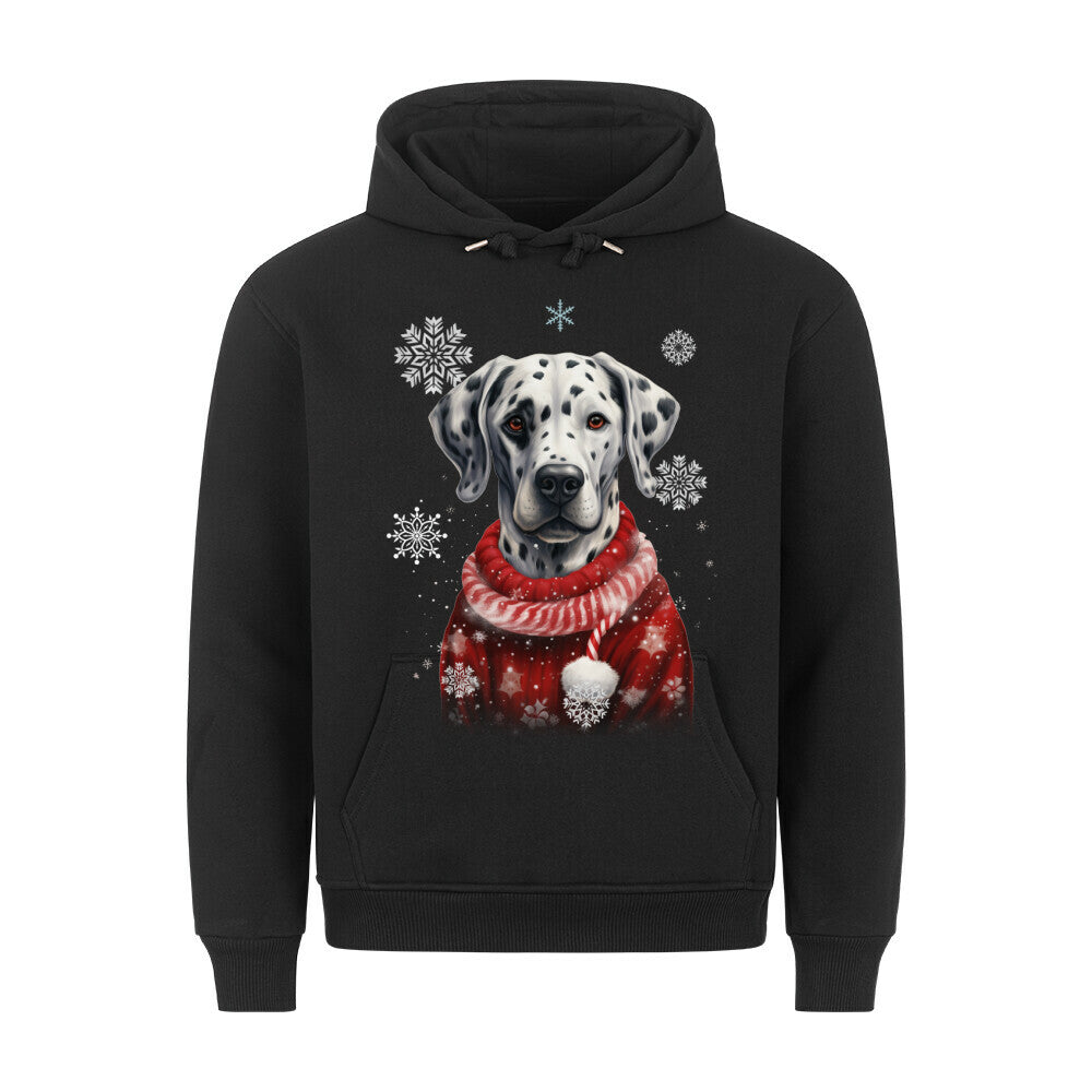Premium Hoodie "Dalmatiner Winter" Schwarz – hunde-shirt.de