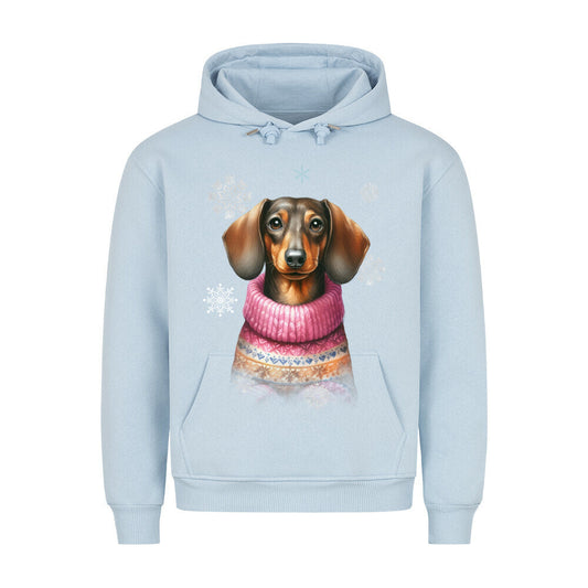 Premium Hoodie "Dackel Winter" Babyblau – hunde-shirt.de