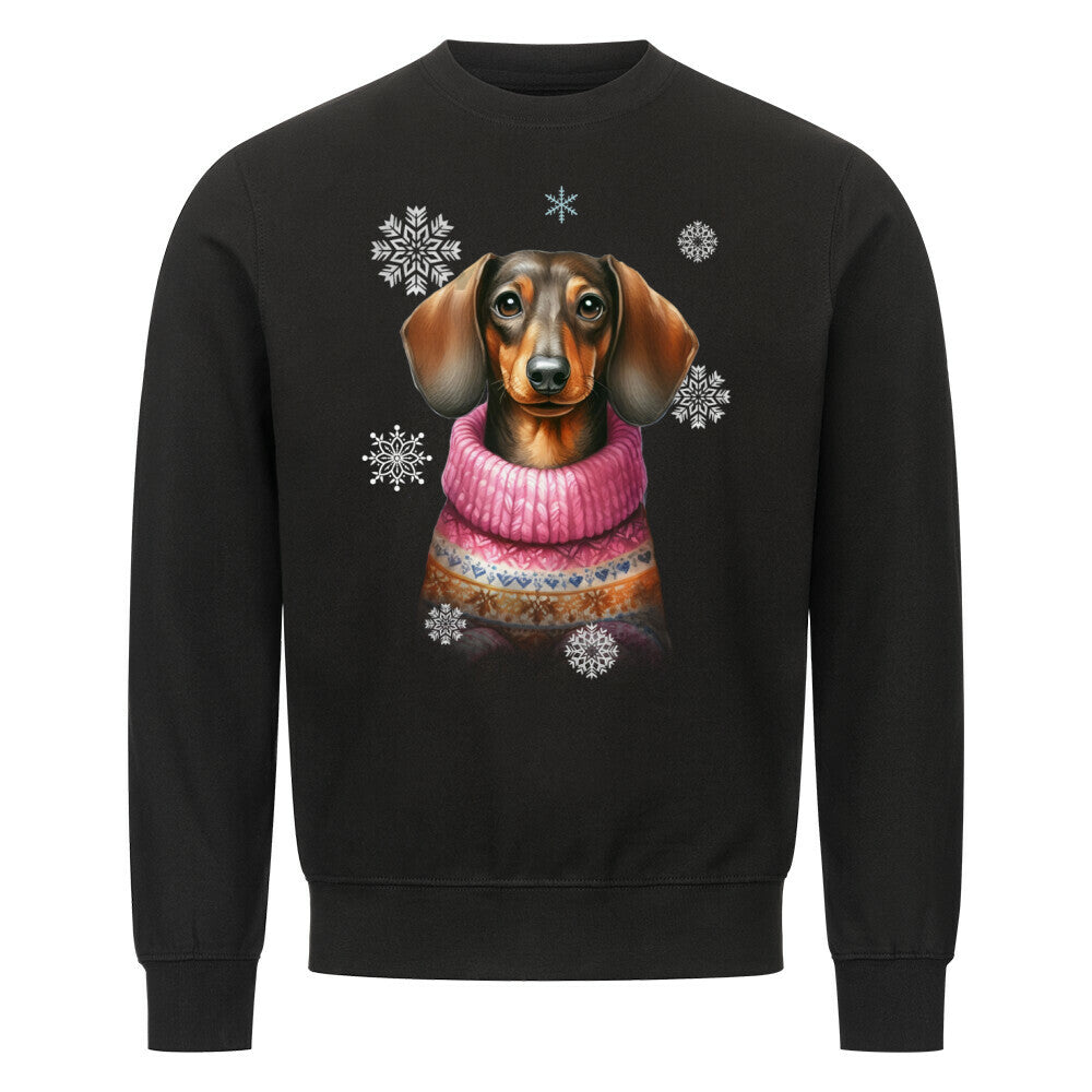 Premium Sweatshirt "Dackel Winter" Schwarz – hunde-shirt.de