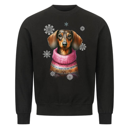 Premium Sweatshirt "Dackel Winter" Schwarz – hunde-shirt.de