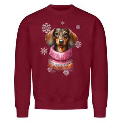 Premium Sweatshirt "Dackel Winter" Burgunder – hunde-shirt.de