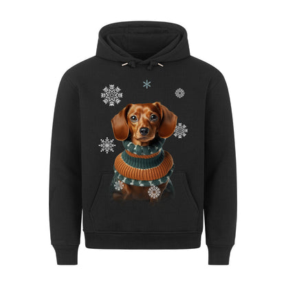 Premium Hoodie "Dackel Winter 2" Schwarz – hunde-shirt.de