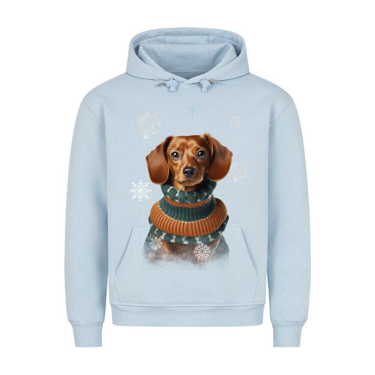 Premium Hoodie "Dackel Winter 2" Babyblau – hunde-shirt.de