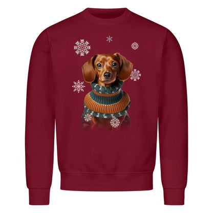 Premium Sweatshirt "Dackel Winter 2" Burgunder – hunde-shirt.de