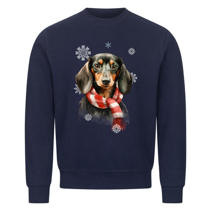 Premium Sweatshirt "Dackel Winter 3" Navy Blue – hunde-shirt.de