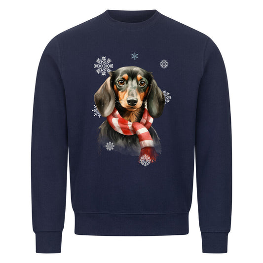 Premium Sweatshirt "Dackel Winter 3" Navy Blue – hunde-shirt.de
