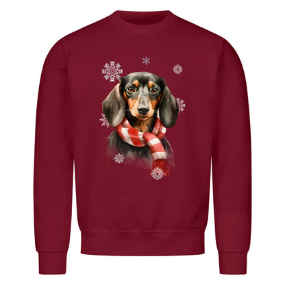Premium Sweatshirt "Dackel Winter 3" Burgunder – hunde-shirt.de