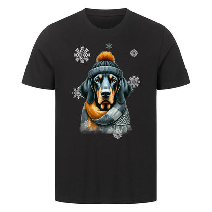Premium T-Shirt "Coonhound Winter" Schwarz – hunde-shirt.de