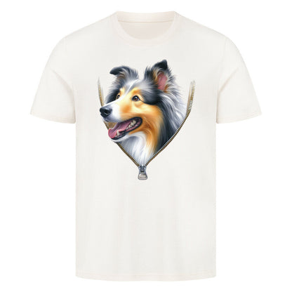 Premium T-Shirt "Collie Zipper" Natural Raw – hunde-shirt.de