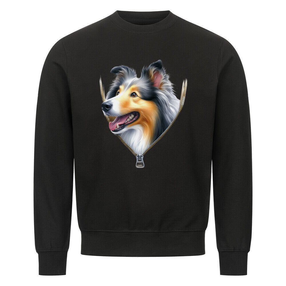 Premium Sweatshirt "Collie Zipper" Schwarz – hunde-shirt.de