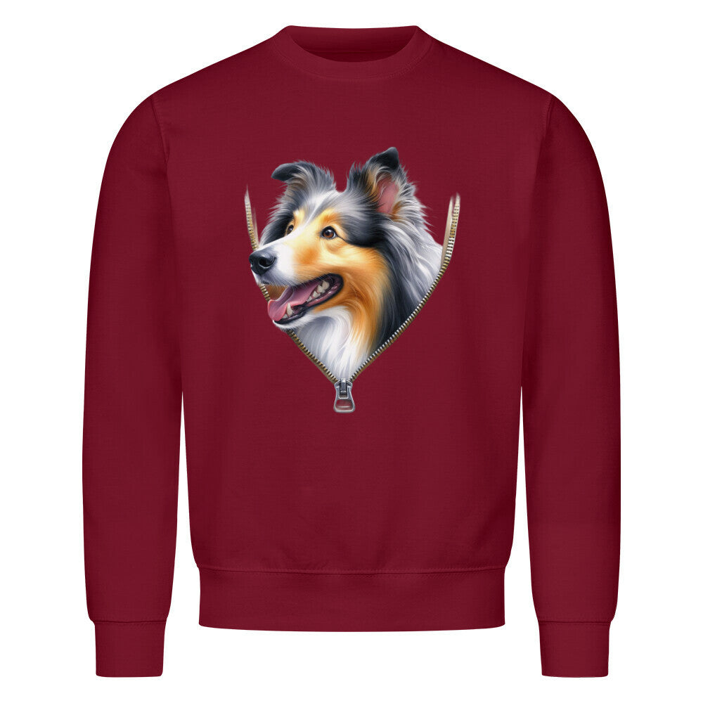 Premium Sweatshirt "Collie Zipper" Burgunder – hunde-shirt.de