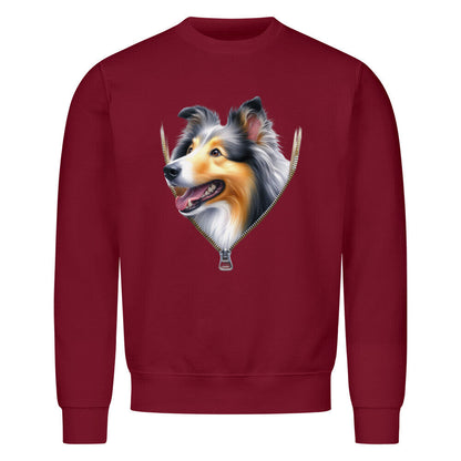 Premium Sweatshirt "Collie Zipper" Burgunder – hunde-shirt.de