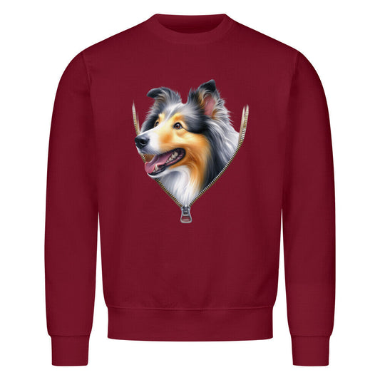 Premium Sweatshirt "Collie Zipper" Burgunder – hunde-shirt.de