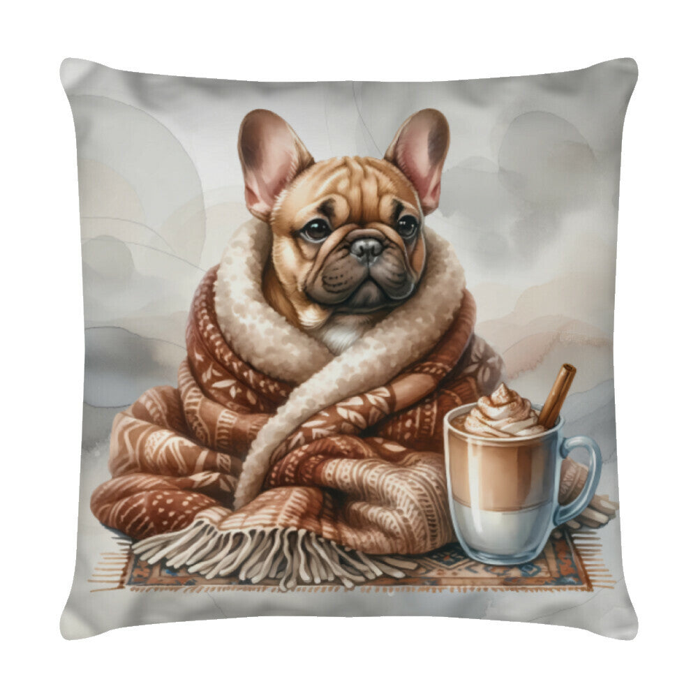 Kissen "Französische Bulldogge Herbst" Weiß – hunde-shirt.de