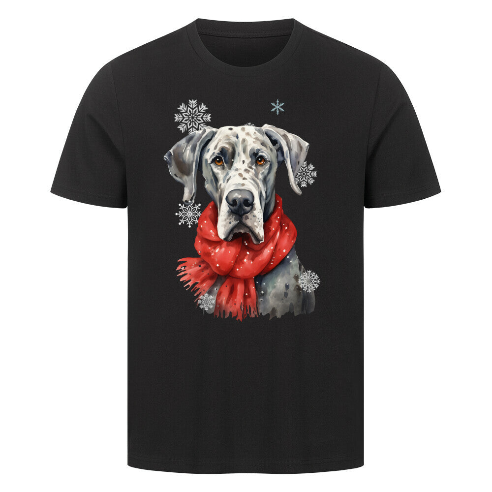 Premium T-Shirt "Dogge Winter" Schwarz – hunde-shirt.de