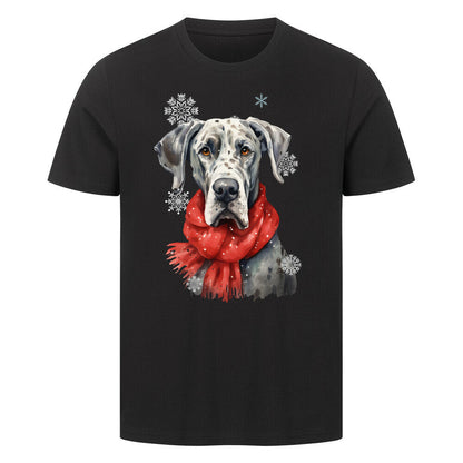 Premium T-Shirt "Dogge Winter" Schwarz – hunde-shirt.de