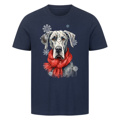 Premium T-Shirt "Dogge Winter" French Navy – hunde-shirt.de