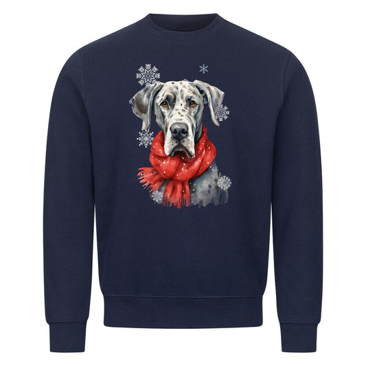 Premium Sweatshirt "Dogge Winter" Navy Blue – hunde-shirt.de