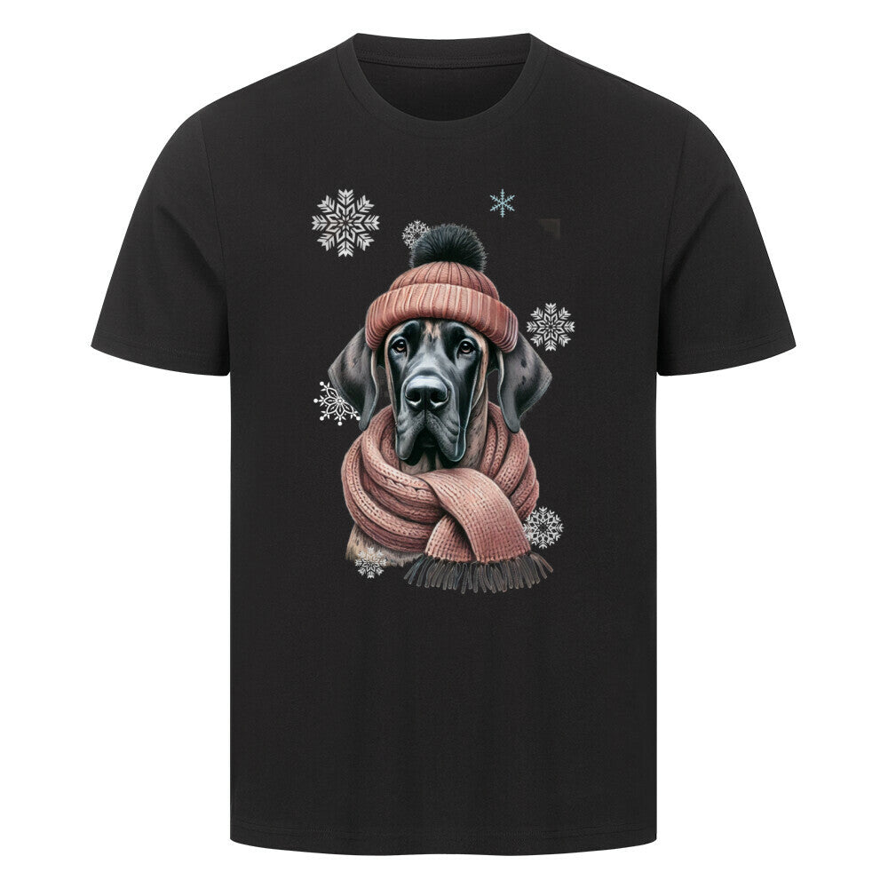 Premium T-Shirt "Dogge Winter 2" Schwarz – hunde-shirt.de