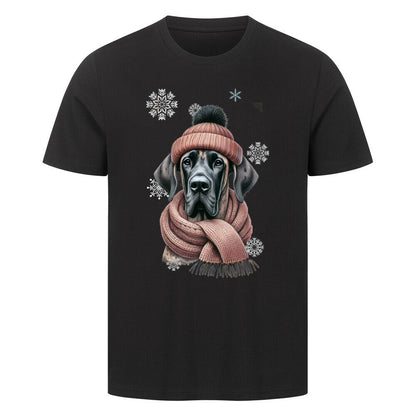 Premium T-Shirt "Dogge Winter 2" Schwarz – hunde-shirt.de