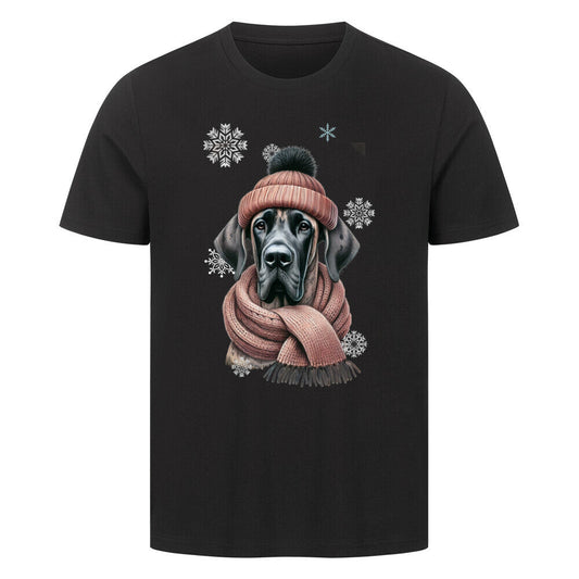 Premium T-Shirt "Dogge Winter 2" Schwarz – hunde-shirt.de