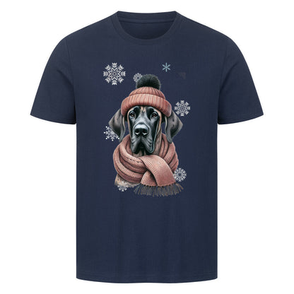 Premium T-Shirt "Dogge Winter 2" French Navy – hunde-shirt.de