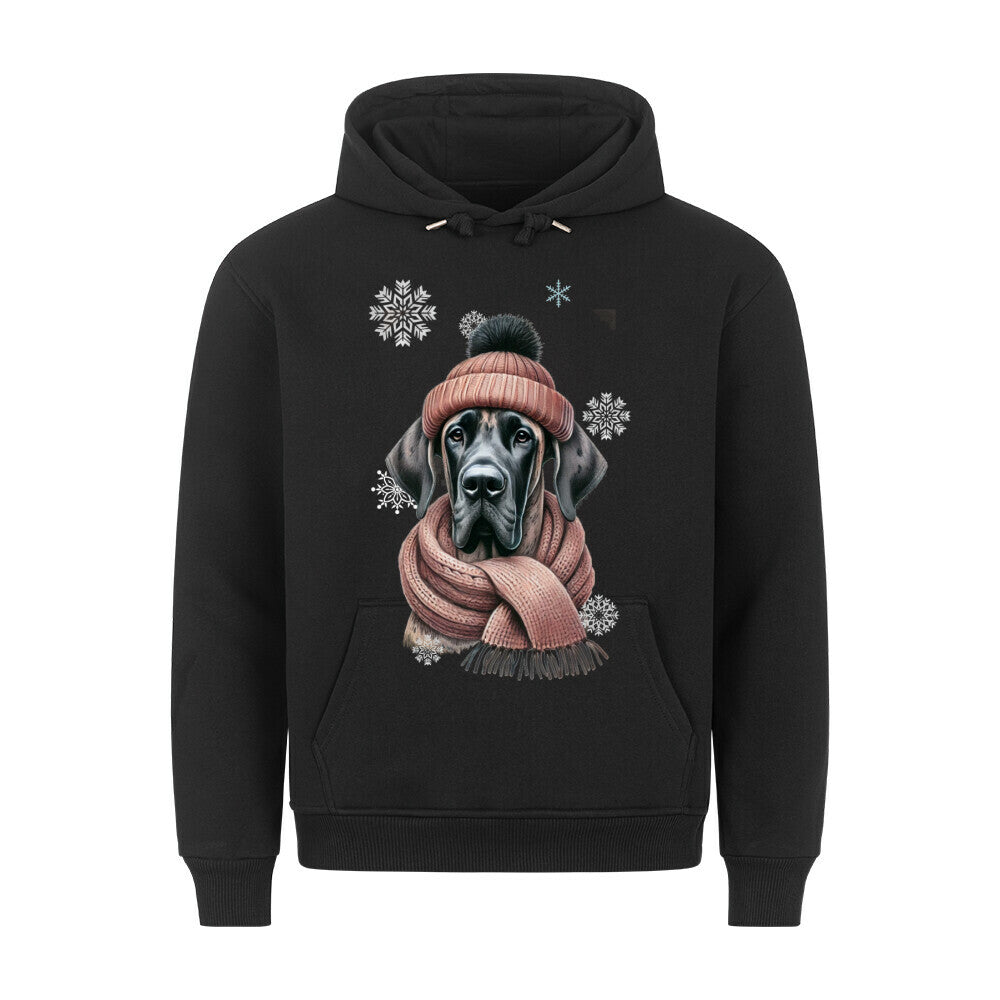 Premium Hoodie "Dogge Winter 2" Schwarz – hunde-shirt.de