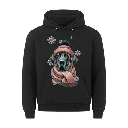 Premium Hoodie "Dogge Winter 2" Schwarz – hunde-shirt.de
