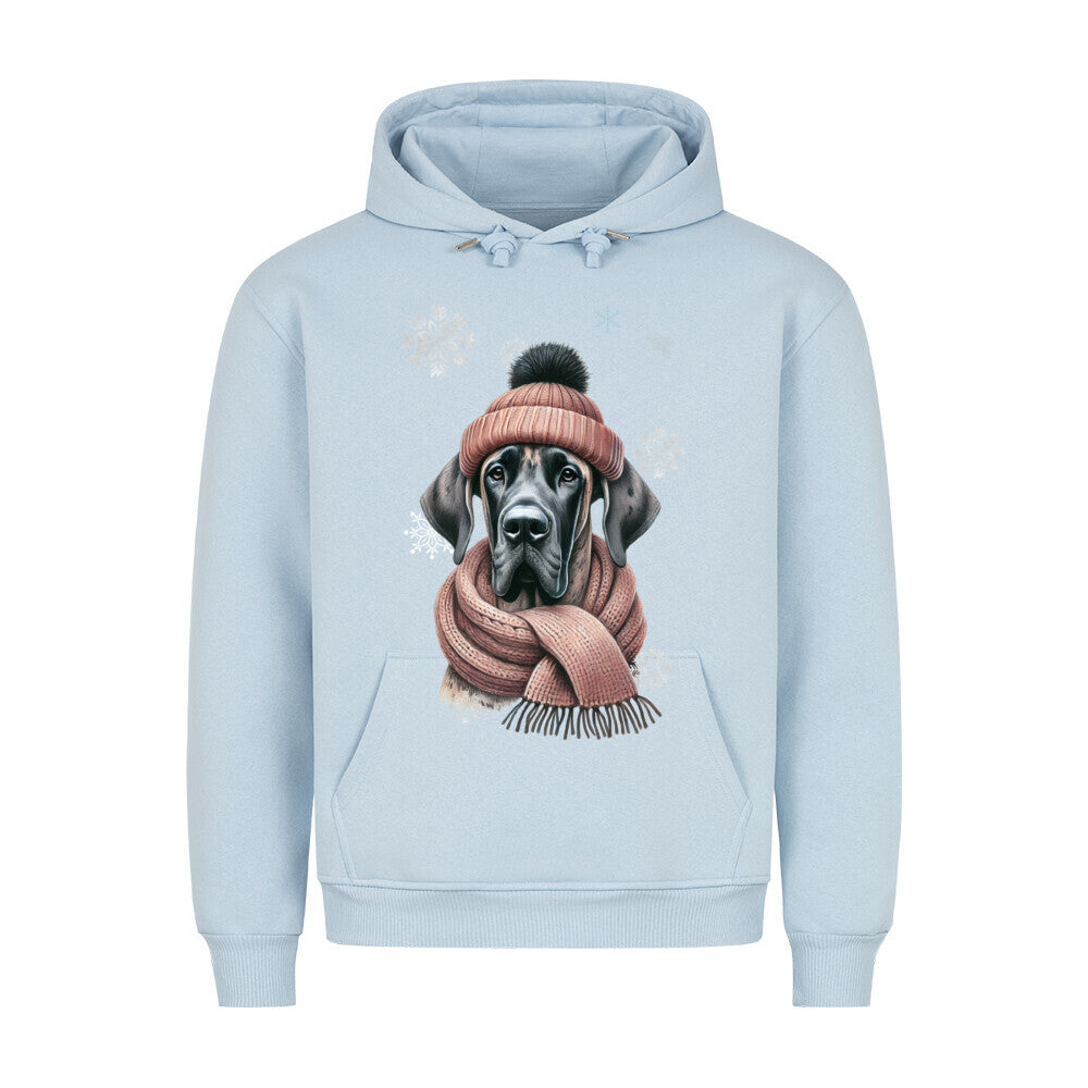 Premium Hoodie "Dogge Winter 2" Babyblau – hunde-shirt.de