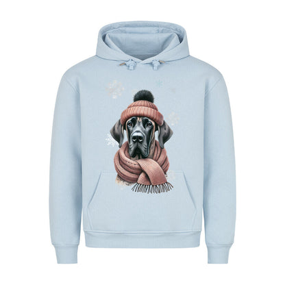 Premium Hoodie "Dogge Winter 2" Babyblau – hunde-shirt.de