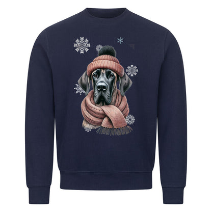Premium Sweatshirt "Dogge Winter 2" Navy Blue – hunde-shirt.de