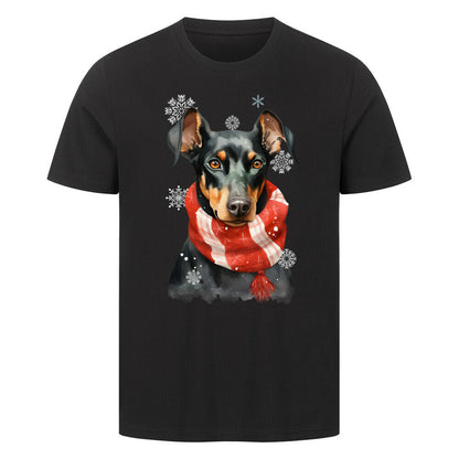 Premium T-Shirt "Dobermann Winter" Schwarz – hunde-shirt.de