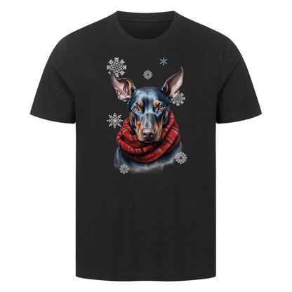 Premium T-Shirt "Dobermann Winter 2" Schwarz – hunde-shirt.de