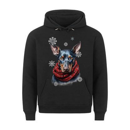 Premium Hoodie "Dobermann Winter 2" Schwarz – hunde-shirt.de