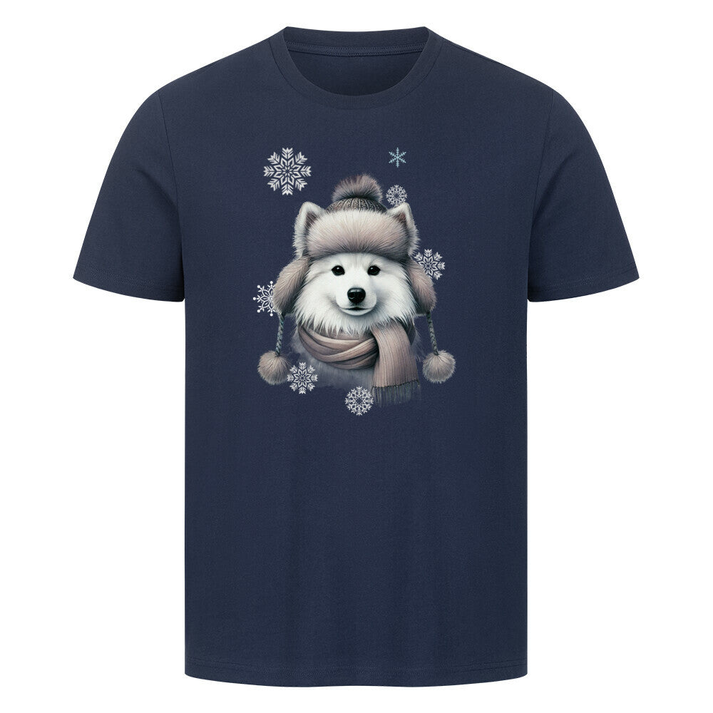 Premium T-Shirt "American Eskimo Winter" French Navy – hunde-shirt.de