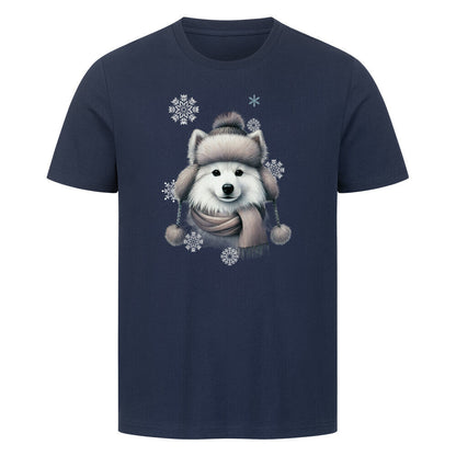 Premium T-Shirt "American Eskimo Winter" French Navy – hunde-shirt.de