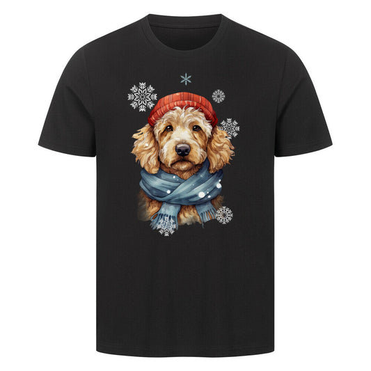 Premium T-Shirt "Golden Doodle Winter" Schwarz – hunde-shirt.de