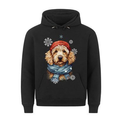 Premium Hoodie "Golden Doodle Winter" Schwarz – hunde-shirt.de