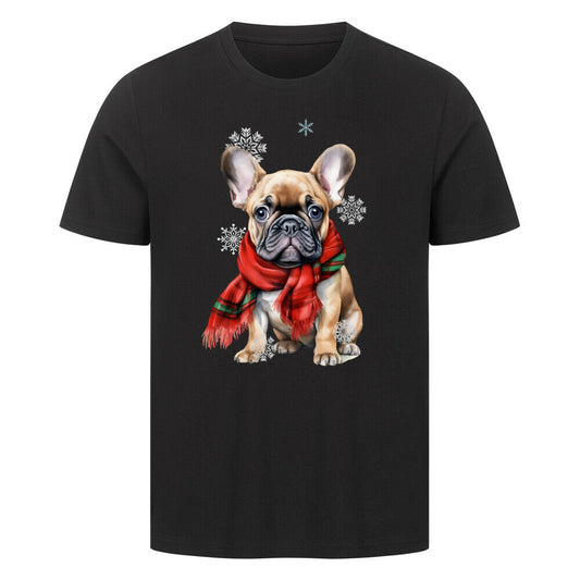Premium T-Shirt "Frenchi Winter" Schwarz – hunde-shirt.de