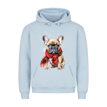 Premium Hoodie "Frenchi Winter" Babyblau – hunde-shirt.de