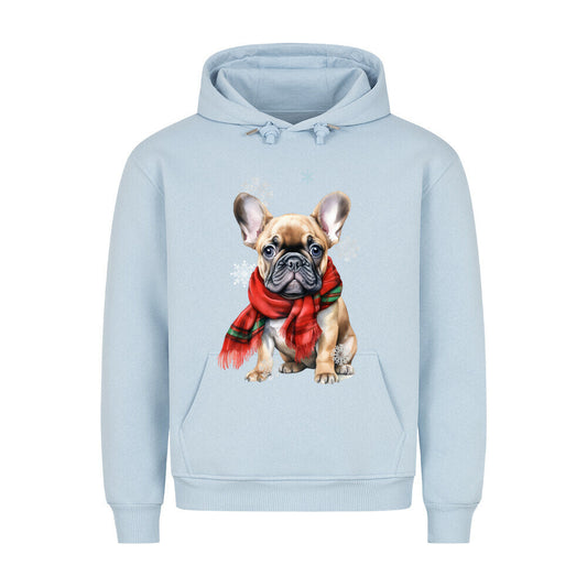 Premium Hoodie "Frenchi Winter" Babyblau – hunde-shirt.de