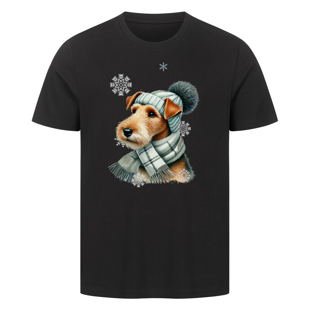 Premium T-Shirt "Foxterrier Winter" Schwarz – hunde-shirt.de