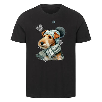 Premium T-Shirt "Foxterrier Winter" Schwarz – hunde-shirt.de